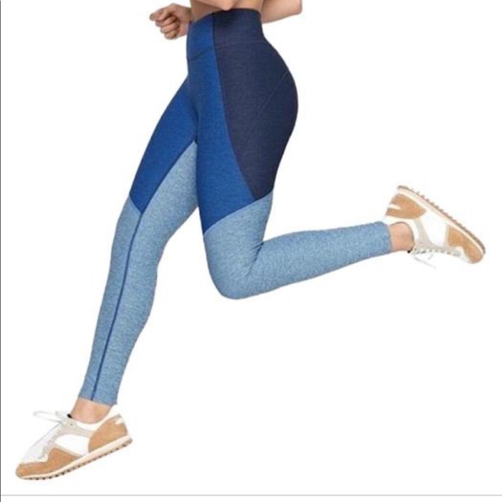 Outdoor voices blue tri-tone leggings